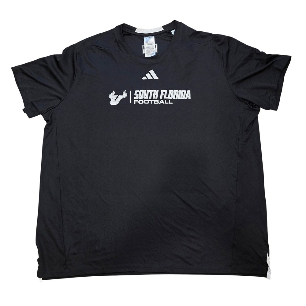 Adidas USF South Florida Bulls Football Shirt Mens 3XL Black Performance NWT